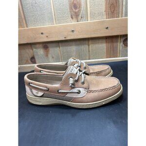 Sperry Womens Boat Shoes Top-Sider Size 8 Tan Leather Casual Deck Shoes
